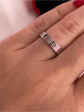 Sterling Silver Love Screw Accent Band Ring - Silver Size 7